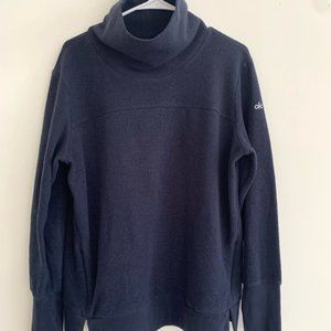 Alo Yoga Blue Navy Haze Turtleneck Fleece Pullover Sweater S